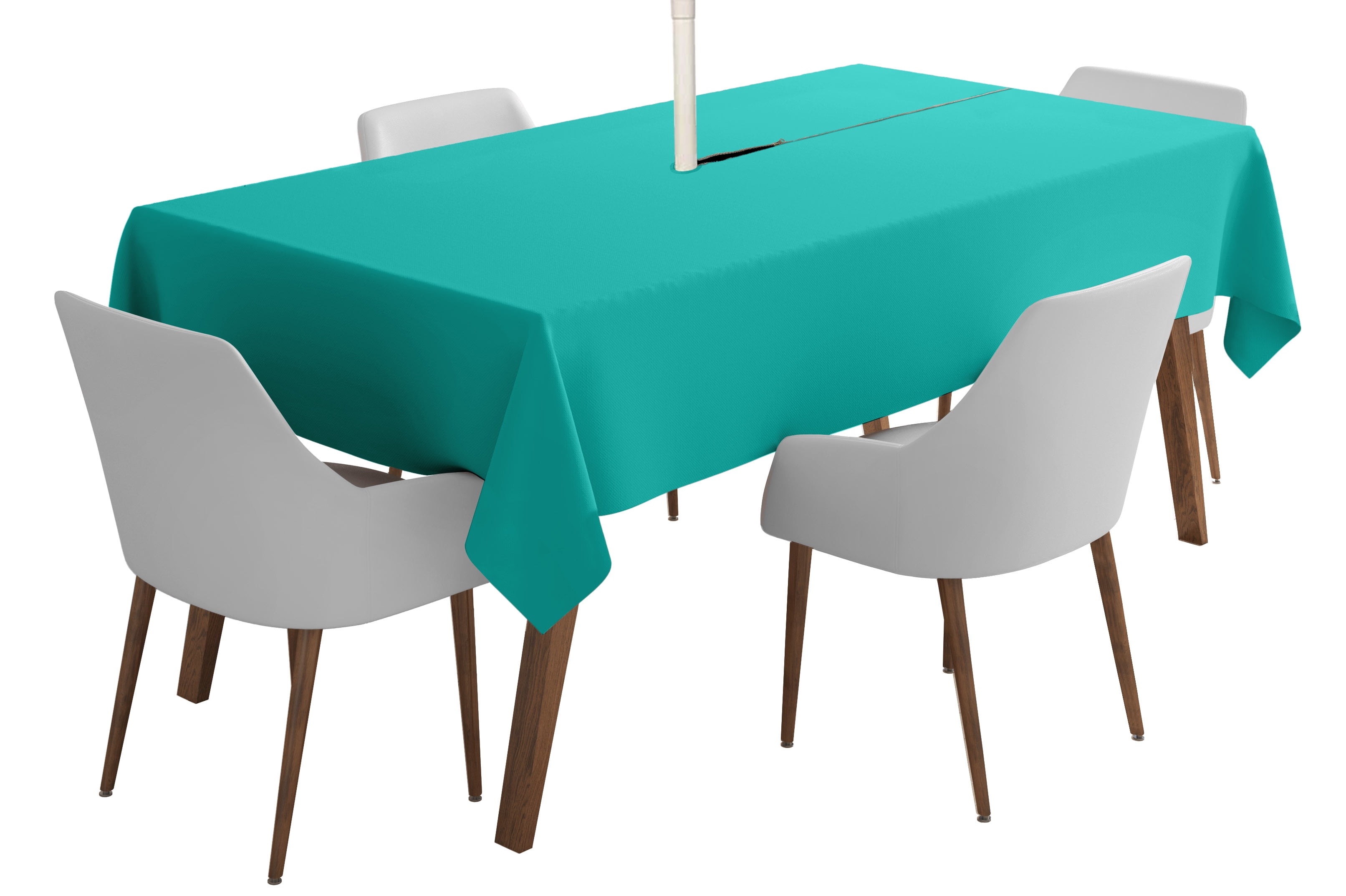 Vargottam Indoor/Outdoor Tablecloth 58 x 82 Inch Waterproof with Umbrella Hole & Zipper Turquoise Green