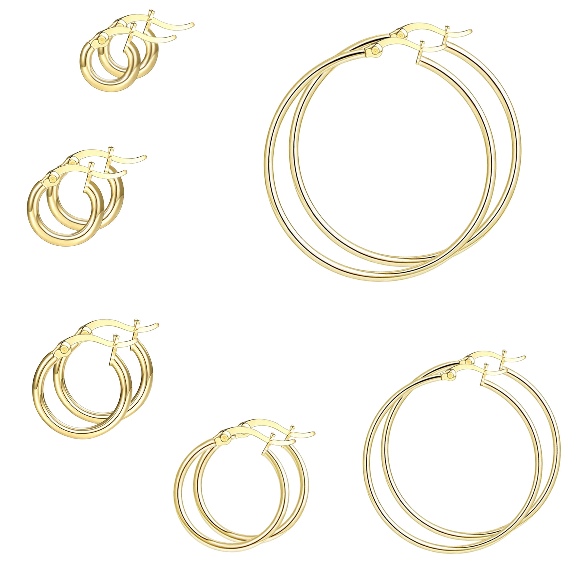 Adoyi Stainless Steel Huggie Endless Earring Large Small Hoop Earrings Set for Women Men or Girl