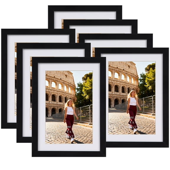 5x7 Picture Frames Set of 7, Black Picture Frame Display 4x6 Picture with Mat or 5x7 Photo Without Mat for Wall or Tabletop