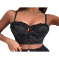 thumbnail image 1 of Women‘s Camisole Solid Color Lace Hollow-Out Sleeveless Backless Spaghetti Strap Crop Tops, 1 of 6