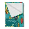thumbnail image 2 of Fruit Soft Flannel Fleece Throw Blanket, Tutti Frutti Lettering on Doodle Summer Natural Foods Backdrop, Cozy Plush for Indoor and Outdoor Use, 50" x 70", Teal and Multicolor, by Ambesonne, 2 of 5