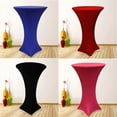 Tina's 8 Pack Spandex Cocktail Table Covers – 32x43 Inch, Black, Fitted Stretch Tablecloth For Round Highboy Tables