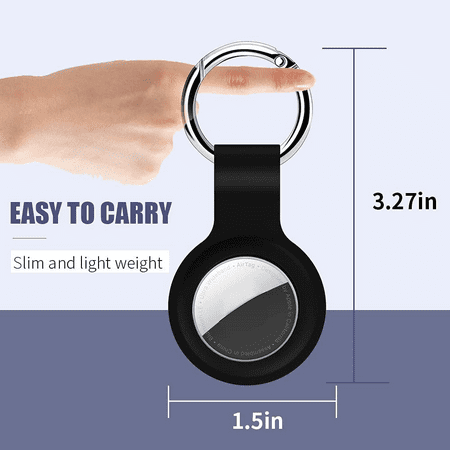 Airtags Case with Keyring Silicone Holder for Apple Finder Tracker Air Tags Waterproof Protector Accessories for Pet Dogs Collar Strap, airtag keychains Black/Gray/Blue/White