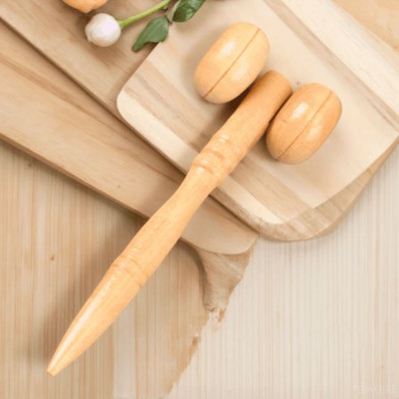 MUSEYA Face Sculpting Tool Wooden Massage Roller Light Brown for Adults After Workout 1Pcs