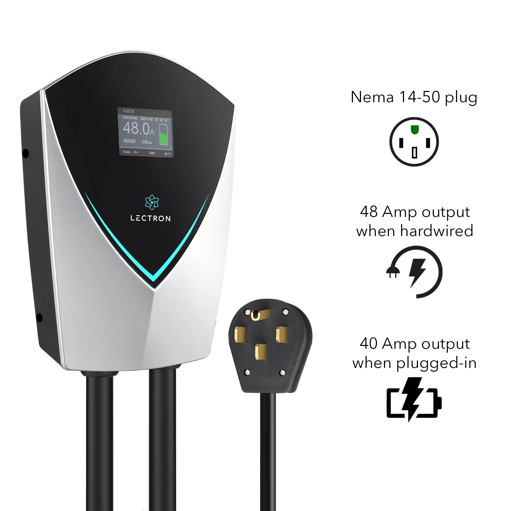 Lectron V-Box 48A Level 2 EV Charging Station (240V) for J1772 EVs
