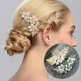 thumbnail image 2 of Ruanlalo Wedding Bridal Flower Rhinestone Hair Pin Clip Bridesmaid Side Comb Jewelry Golden, 2 of 6