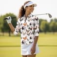 thumbnail image 4 of Uorisanigo Roosters Womens 3/4 Sleeve Golf Shirts Size S Soft Polyester Spandex Fabric Athletic Polo Workout Tops Casual Versatile Quick Dry Zip Up Collar Tennis Tops for Women, 4 of 7