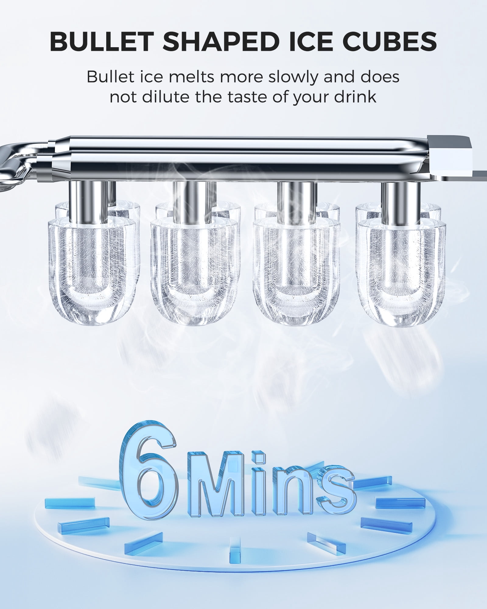 CRZOE Ice Maker Machine For Countertop, Portable Ice Maker Machine With Handel, Self-Cleaning Ice Maker, 26Lbs/24H, 9 Ice Cubes Ready In 8 Mins, For Home/Office/Kitchen
