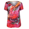 thumbnail image 3 of DYMADE Women's Summer Casual Tops Tie Dye V-Neck Short Sleeve Button Tunic T-Shirts, 3 of 4