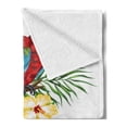 thumbnail image 2 of Bird Print Soft Flannel Fleece Throw Blanket, Tropical Macaw Parrot on an Exotic Palm Leaves and Hibiscus Branch Summer Art, Cozy Plush for Indoor and Outdoor Use, 70" x 90", Multicolor, by Ambesonne, 2 of 5