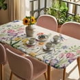 thumbnail image 3 of Wildflowers Table Cloths for 4 Foot Rectangle Tables, Spring Vintage Tulip Butterfly Floral Leaf Patio Waterproof Elastic Fitted Tablecloths, Washable Rectangular Table Cover for Camping, 3 of 8