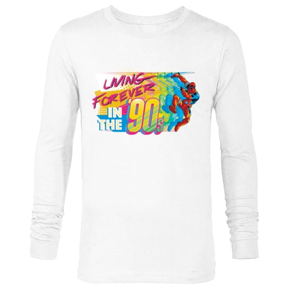 Marvel Deadpool Nerdy Thirty Living Forever in the 90s - Long Sleeve T-Shirt for Men - Customized-White