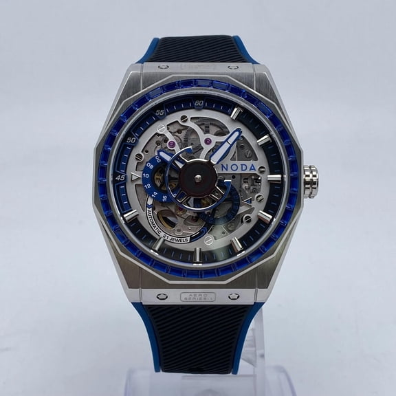 Noda Aero Series-1 43MM Steel CZ Blue Skeleton Dial Automatic Watch