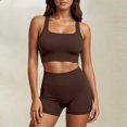 thumbnail image 2 of High Waisted Biker Yoga Shorts for Women Tummy Control Fitness Shorts & Cropped Vest Cami Tops Sets (Coffee XL), 2 of 4