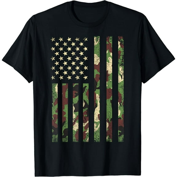 Camo American Flag USA Camouflage Men Boys Women Girls Kids T-Shirt