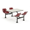 OFM Model 1002 Cluster Seating Table with 24" Top and 4 Seats, Beige Nebula with Maroon