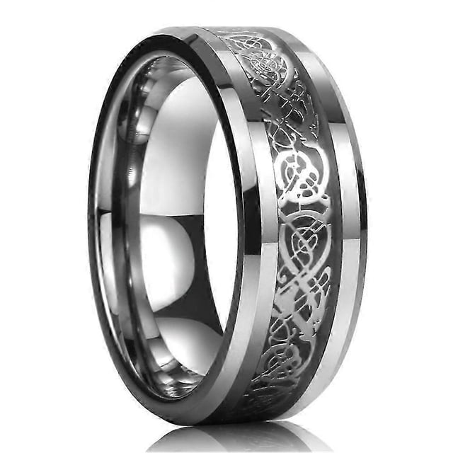 1 anillo para hombre, diseño de dragón celta, tungsteno, titanio, acero, boda, banda de moda, 8 mm, 2024, oro, plata, 10