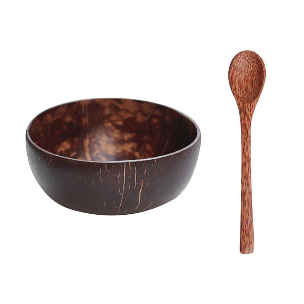 Bamboo Natural Coconut Shell Bowl Spoon Scoop Handmade Candy  Baby Food Set 
