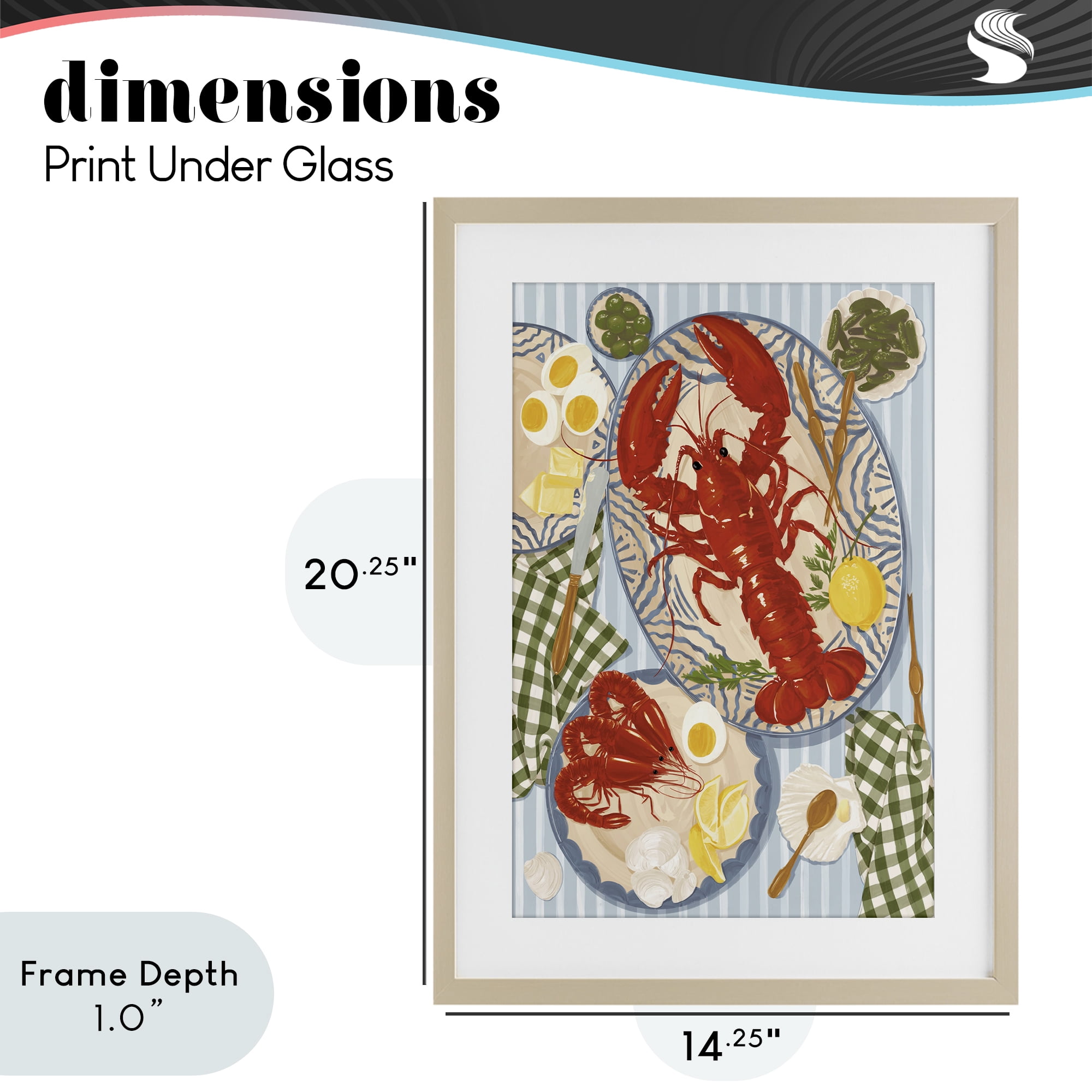 Stupell Industries Lobster For Lunch Platter Birch Framed Print Under Glass, design by Vero Illustrates