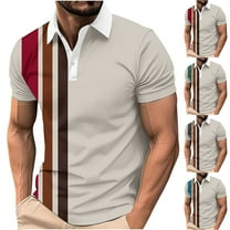DDAPJ pyju Mens Big and Tall Golf Shirts Color Block Striped Polos Shirt Trendy Casual Summer Short Sleeve Collared Tops Sales of Today Brown XXXXL