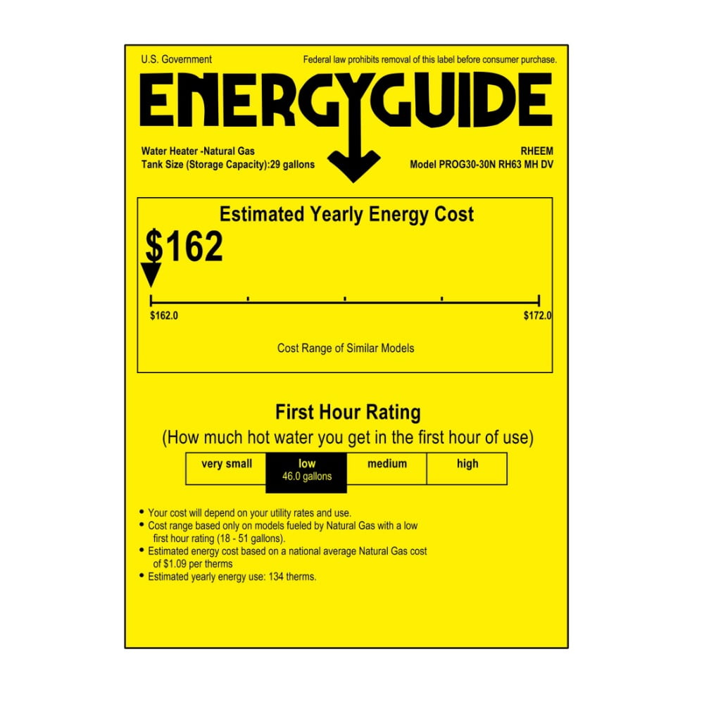 Rheem PROG30-30N RH63 MH DV 30 gal 30u0026#44;000 BTU Professional Classic  Mobile Convertible Direct Vent Natural Gas u0026 LP Water Heater - Walmart.com
