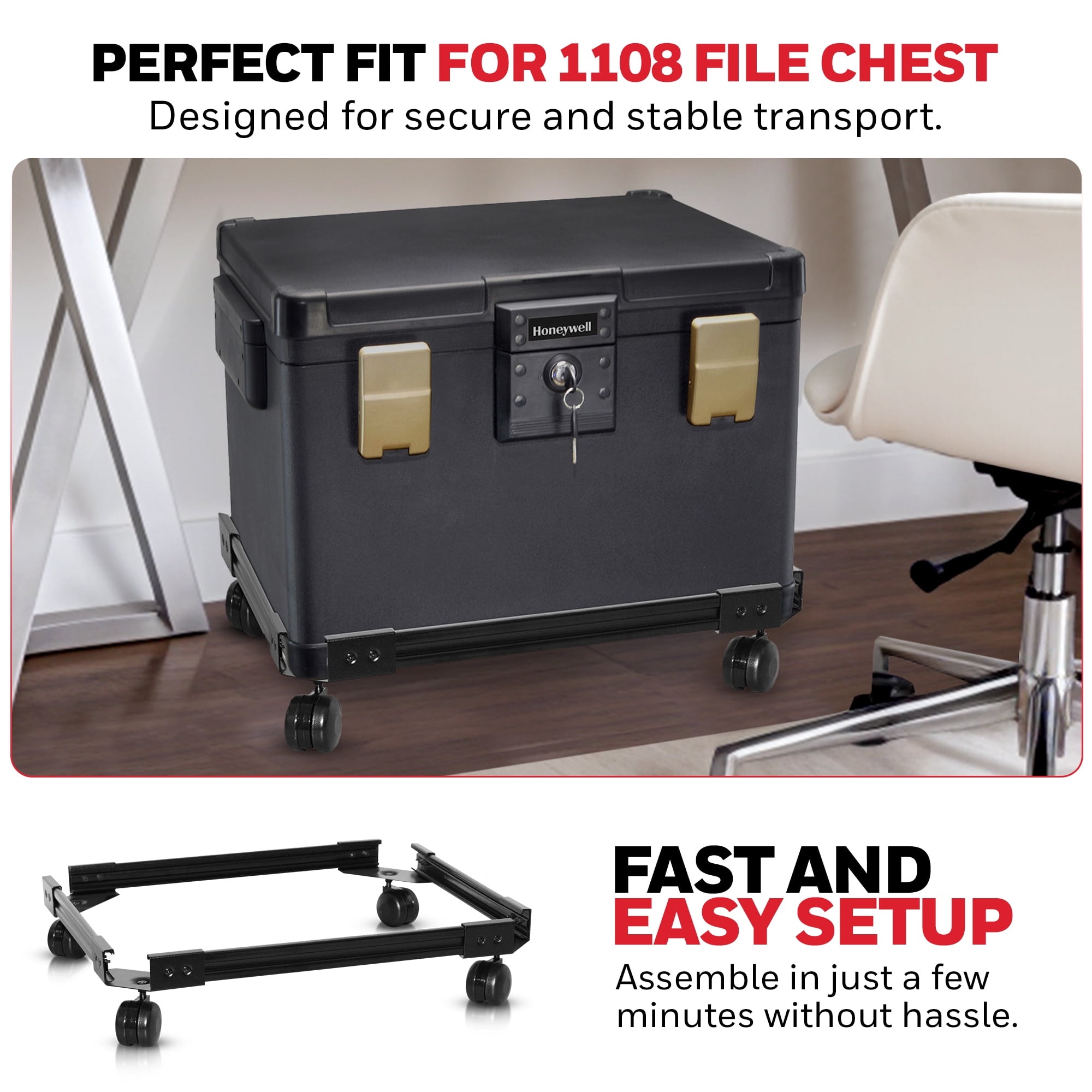 Honeywell Safes, Black Wheel Cart for 1108 File Fire Chest Convenient to Move Safe, 1108C