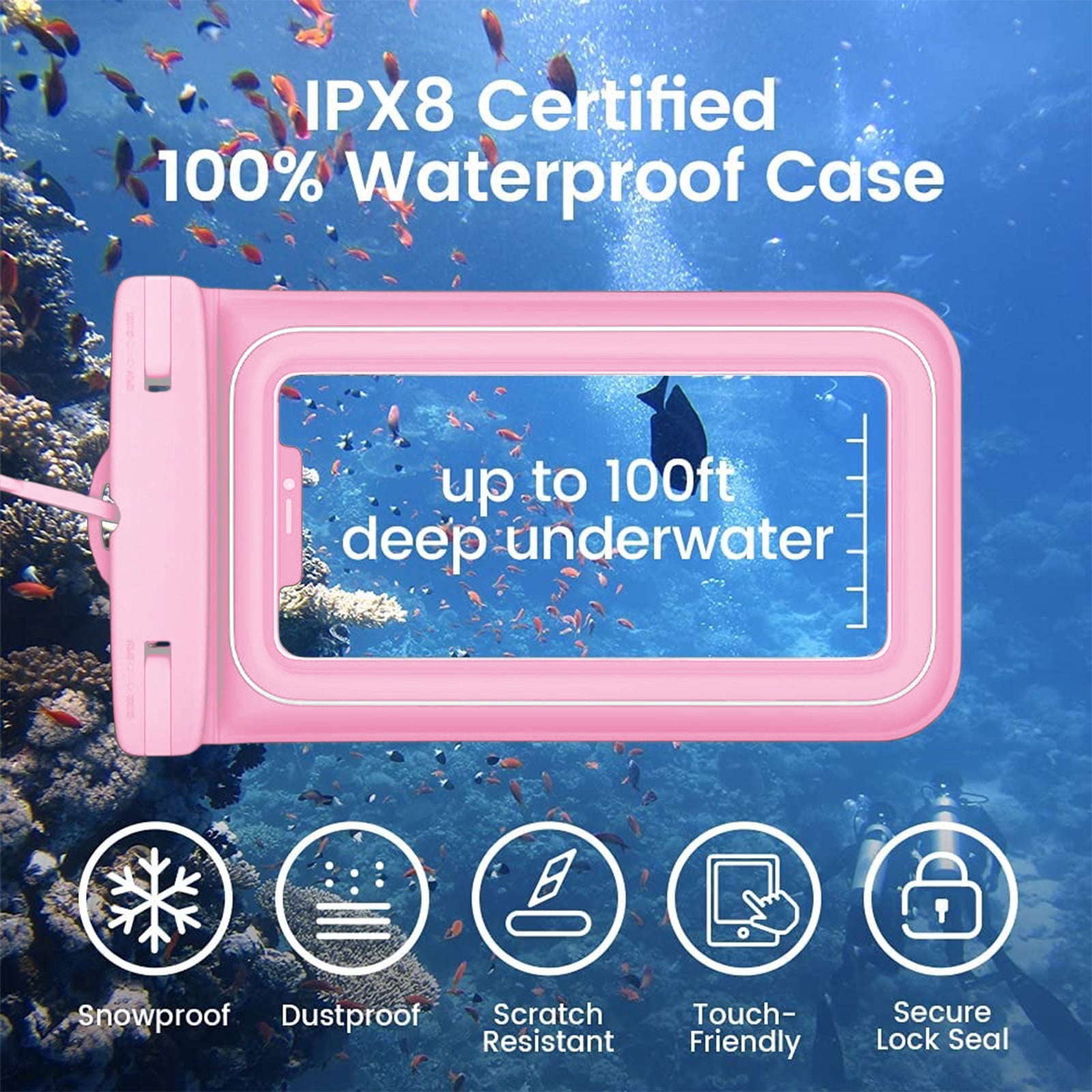 TaTaai 5Pcs Waterproof Phone Pouch, Waterproof Phone Case, Cellphone Dry Bag Beach Cruise Ship Essentials