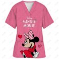 thumbnail image 3 of Camiseta de enfermería con estampado de Minnie y Mickey de Disney para mujer, blusa informal, manga corta, cuello en V y bolsillo, uniforme para mujer, 3 of 5