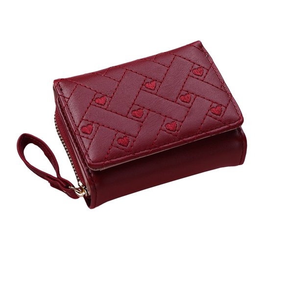 Women Trifold Wallet Cute Luxury Female Multi-slots Wallets Multi-slots Lady Leather Coin Portable Leather Coin Change Money Purse Gifts Card Holder Red