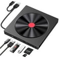 thumbnail image 1 of External CD/DVD Drive for Laptop, 6-in-1 USB 3.0 Slim DVD Player, CD ROM Burner, External Disk Drive, Compatible with Desktop Computers MacBook Windows Mac Linux Operating System, 1 of 7
