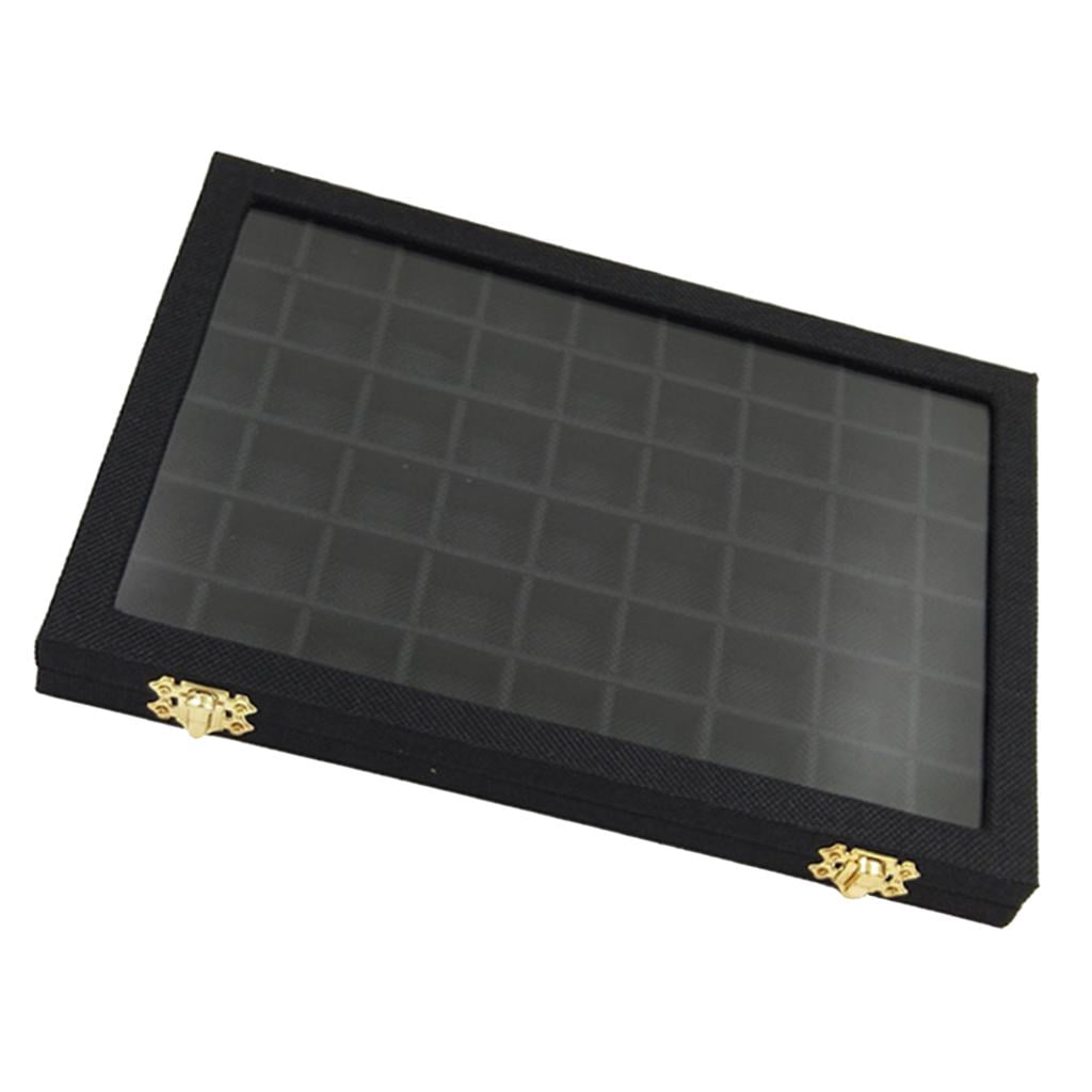 54 Grids Jewelry Tray Case Velvet Display Box Holder Storage Organizer - Black