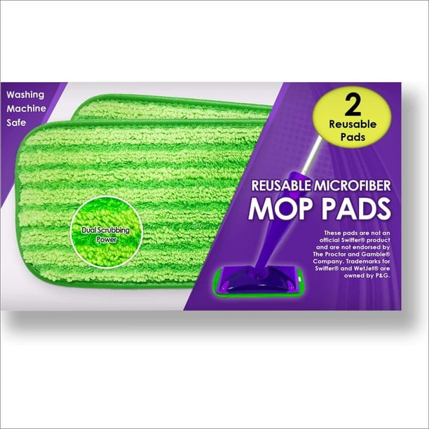 Reusable Mop Pads Fit Swiffer WetJet Washable Microfiber Mop Pad Refills by Turbo 12 Inch