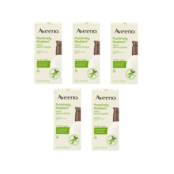 5 Pack - Aveeno Positively Radiant Daily Moisturizer, SPF 15 4oz Each