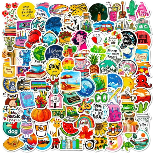 Juego de pegatinas de vinilo con bonitos dibujos animados, 100 unidades, impermeables