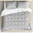 thumbnail image 1 of Garden Art Duvet Cover Set Queen Size, Doodle Style Drawing of Natural Elements Ladybugs Flowers Leaves with Hearts, Decorative 3 Piece Bedding Set with 2 Pillow Shams, Multicolor, by Ambesonne, 1 of 3