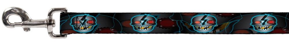 Buckle-Down Pet Leash, Dog Leash, High Voltage Skull, 6 Feet Long 1.0 Inch Wide