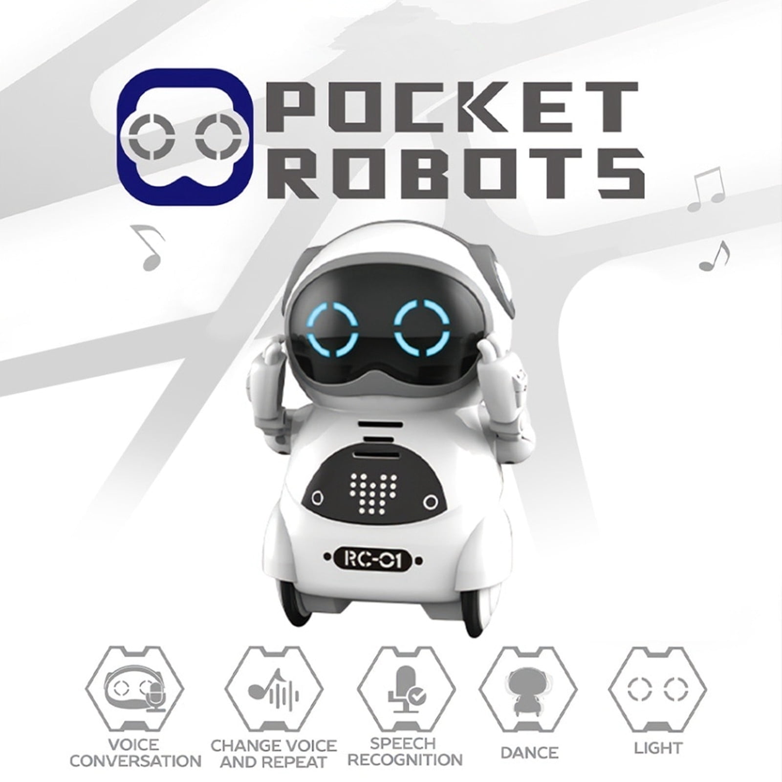 CQCYD Interactive Talking Robot forKids, Voice Recognition RC RobotToy, Mini Pocket Robot with Singing Dancing Storytelling Functions, Educational SmartToyGift for BoysGirls