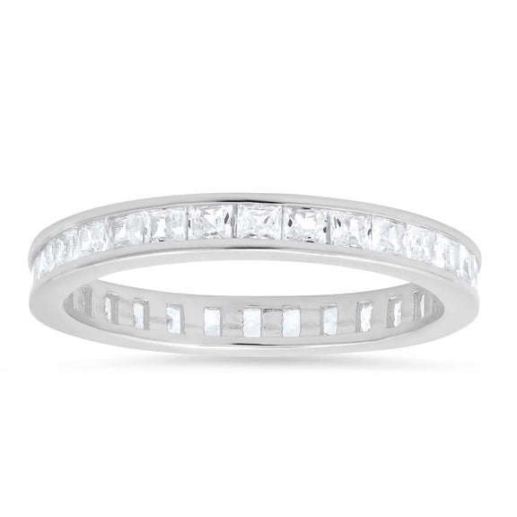 Kylie Harper Sterling Silver Princess-cut CZ Eternity Band Ring