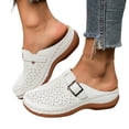thumbnail image 2 of Orthopedic Clogs for Women Wide Width Mules Closed Toe Slip On Wedge Slippers Comfortable Leather Sandals Summer Beach Flats,40, 2 of 6