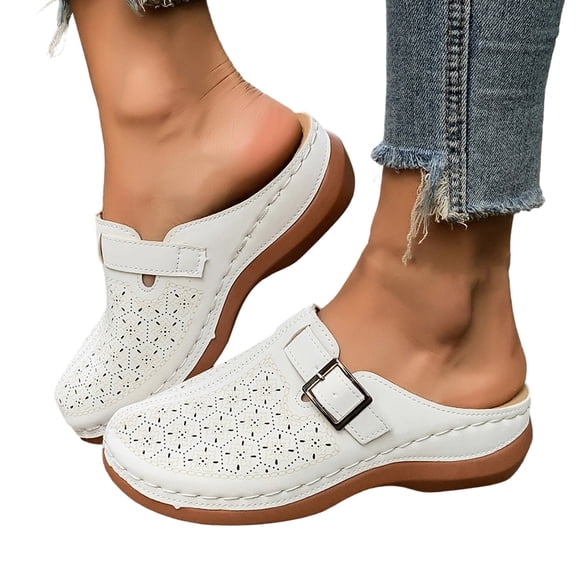 Norvail Closed Toe Sandals for Women, Walking Sandals for Women With Arch Support, Comfortable Slip On Mules with Platform Wedge for Daily Wear
