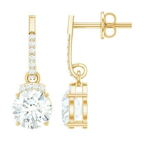 Rosec Jewels Lab Grown Diamond Drop Earrings (2 Carat, 6 mm, Ef-VS Quality) - Ready to Gift for Valentines Day, 14K Yellow Gold