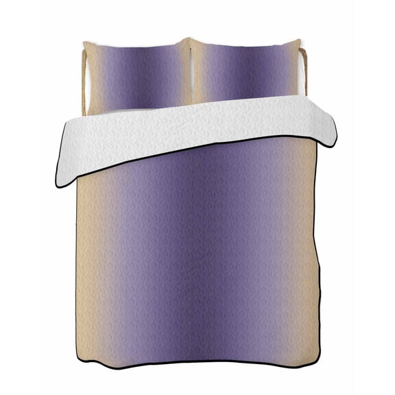 Quilts Twin XL Size, Dark Purple Khaki Ombre Soft Comforter Bedding Set for Bed, Modern Abstract Art Gradient Lightweight Quilted Bedspread with Pillow Cover(2 Pieces) for All Season, 68x98 Inch