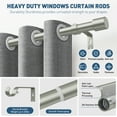 thumbnail image 2 of Curtain Rods 32 to 144 inch,1'' Heavy Duty Window Curtain Rod, Adjustable Curtain Rod Set, Modern Decorative Drapery Rods with Aluminium End Cap,Telescoping Single Window Curtains Rods 32-144",Silver, 2 of 7