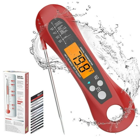 

Waterproof Digital Instant Read Meat Thermometer with Folding Probe Backlight & Calibration Function for Cooking Food Candy BBQ Grill Liquids Beef