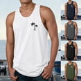 thumbnail image 3 of FUZHIQ Men's Mesh Workout Tank Tops Tropical Print Loose Fit O Neck Elastic Gym Athletic Running Tee Shirts,S, 3 of 5