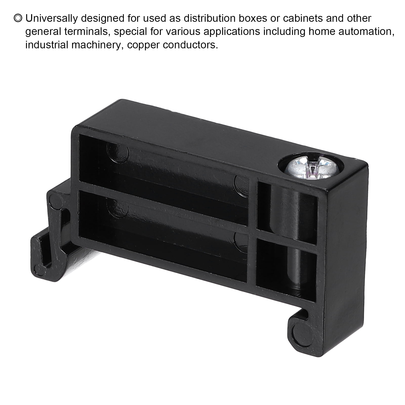 Uxcell Terminal Blocks 80 Pack TBR-F Rail Mount Fuse Holder Screw Terminal Block Wire End Bracket Stopper Din Rail Screw for DIY Electronic Circuits Machine Appliances, Black