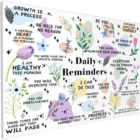 Daily Reminder Wall Art, Inspiration Canvas Wall Decor, Positive Motivation Words Decor for Office Classroom12x16 inches
