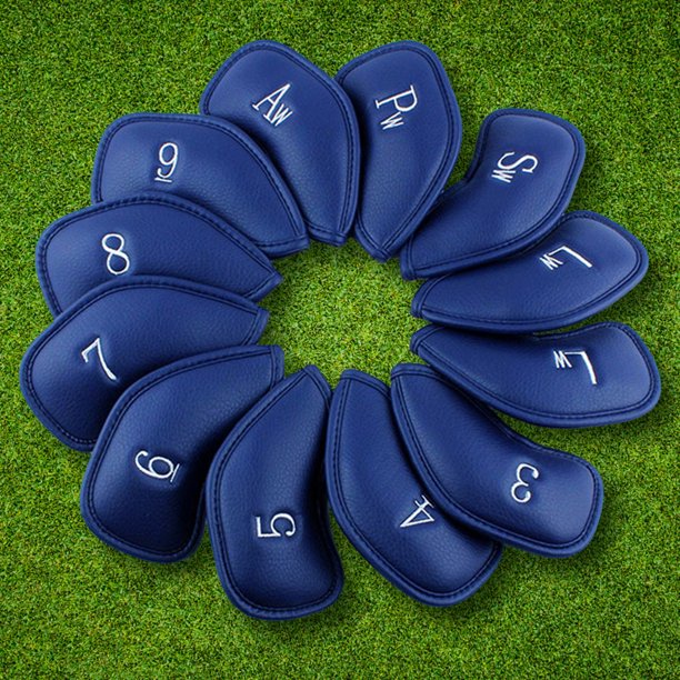 12 Uds. Fundas de cabeza de hierro para palos de Golf, Protector de cabeza portátil para palos de Golf, Fundas protectoras de cabeza para palos de Golf de PU, suministros de Golf impermeables