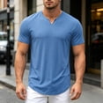thumbnail image 5 of Ulitacool Mens T Shirts Versatile Daily ’S Solid Color Short Sleeve Crewneck Tops Soft Clothing Blue, 5 of 9