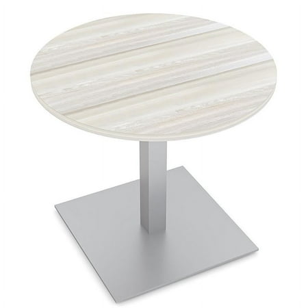 UPC: 0684500159392 | 3 Person Round Conference Table Square Brushed Aluminum Base 34  Sea Salt